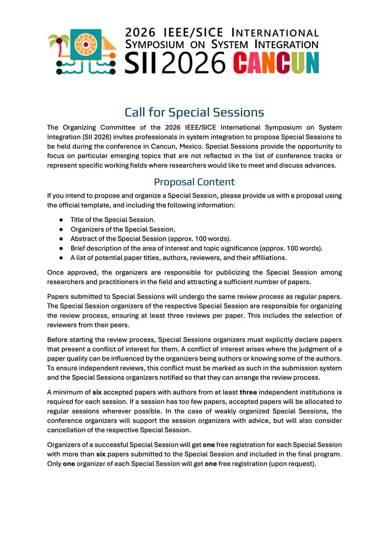 Call for Special Sessions (Page 1)