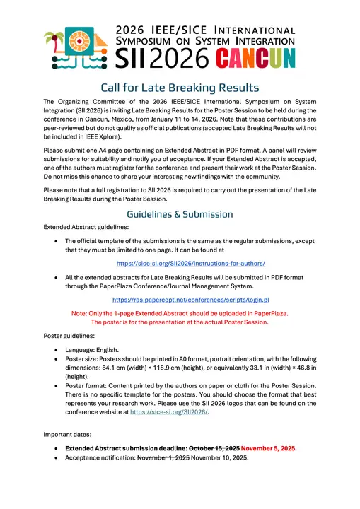 Call for Late Breaking Results