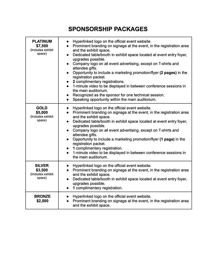 Call for Sponsors (Page 2)