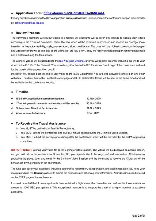 Guidelines for IES-SYPA Application (Page 2)